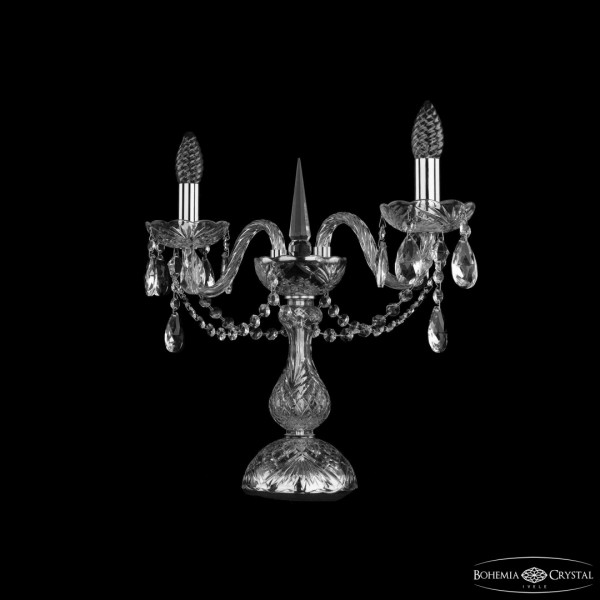 Настольная лампа с хрустальными подвесками 1402L/2/141-39 Ni Bohemia Ivele Crystal