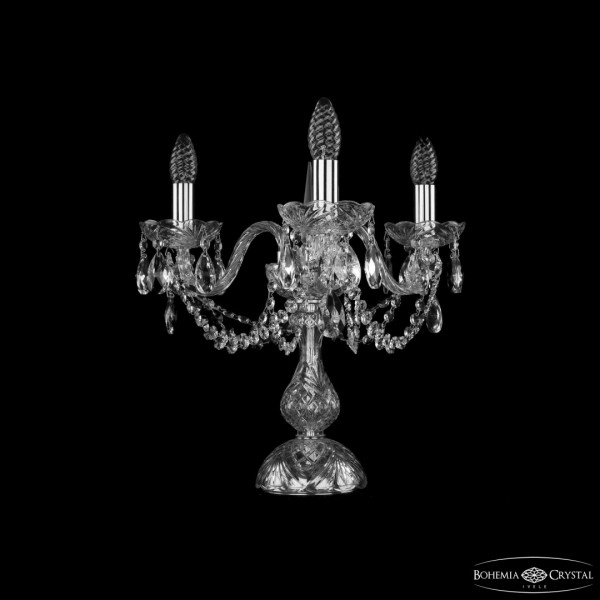 Настольная лампа с хрустальными подвесками 1402L/3/141-39 Ni Bohemia Ivele Crystal