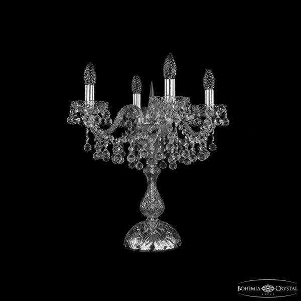 Настольная лампа с хрустальными подвесками 1409L/4/141-47 Ni Bohemia Ivele Crystal