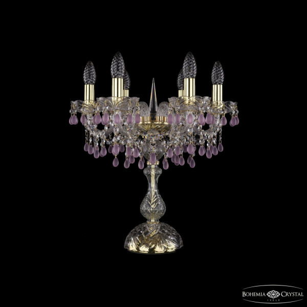 Настольная лампа с хрустальными подвесками 1410L/6/141-47 G V7010 Bohemia Ivele Crystal