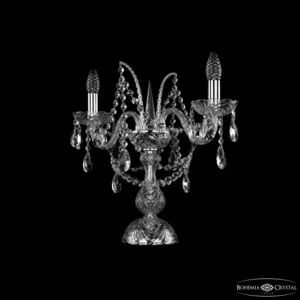 Настольная лампа с хрустальными подвесками 1411L/2/141-39 Ni Bohemia Ivele Crystal