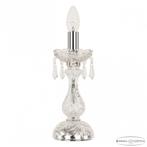 Настольная лампа с хрустальными подвесками 104L/1-27 Ni Bohemia Ivele Crystal