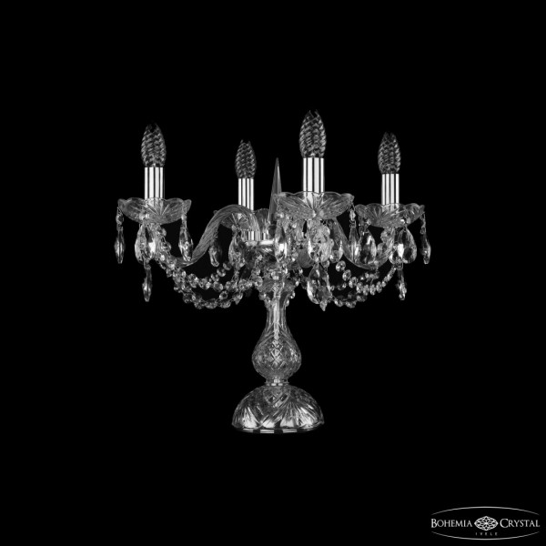 Настольная лампа с хрустальными подвесками 1402L/4/141-39 Ni Bohemia Ivele Crystal