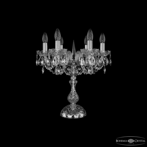 Настольная лампа с хрустальными подвесками 1402L/6/141-47 Ni Bohemia Ivele Crystal