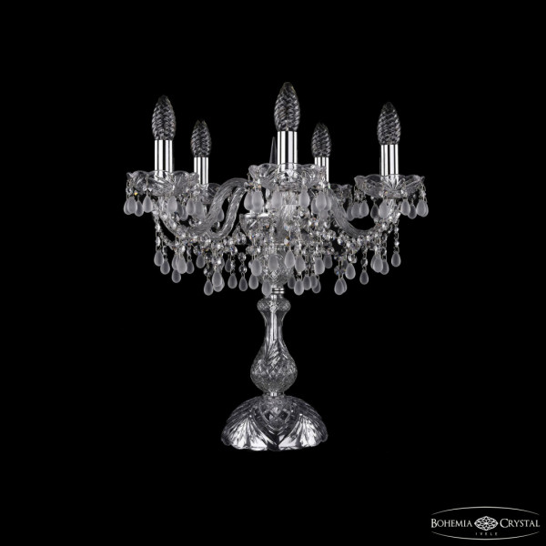 Настольная лампа с хрустальными подвесками 1410L/5/141-47 Ni V0300 Bohemia Ivele Crystal