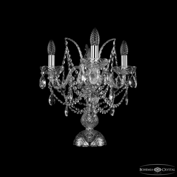 Настольная лампа с хрустальными подвесками 1411L/3/141-39 Ni Bohemia Ivele Crystal