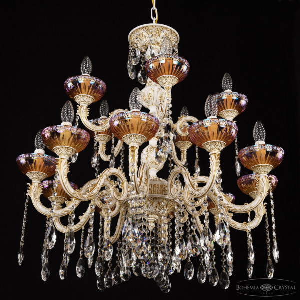 Люстра с хрустальными подвесками AL79101/10+5/250/2D A WMG P Shampan/M-1G Bohemia Ivele Crystal