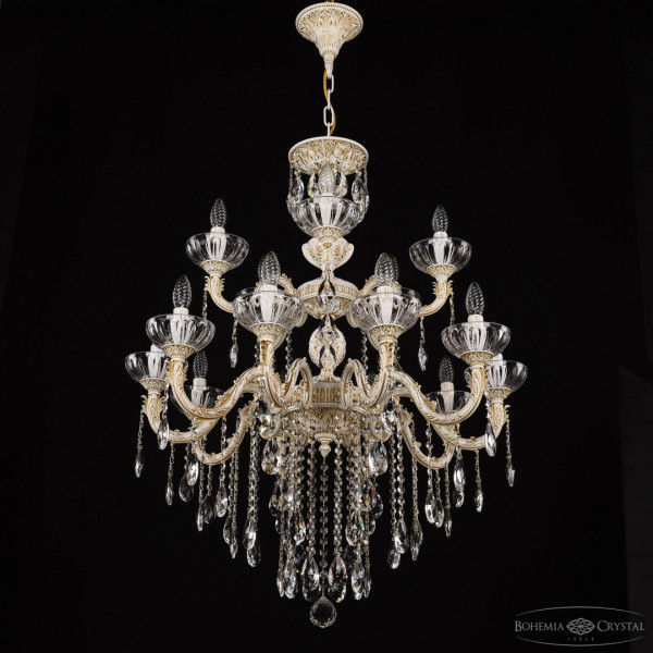 Люстра с хрустальными подвесками AL79101/10+5/250/2D B WMG P Clear/M-1H Bohemia Ivele Crystal
