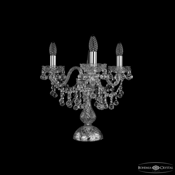 Настольная лампа с хрустальными подвесками 1409L/3/141-39 Ni Bohemia Ivele Crystal